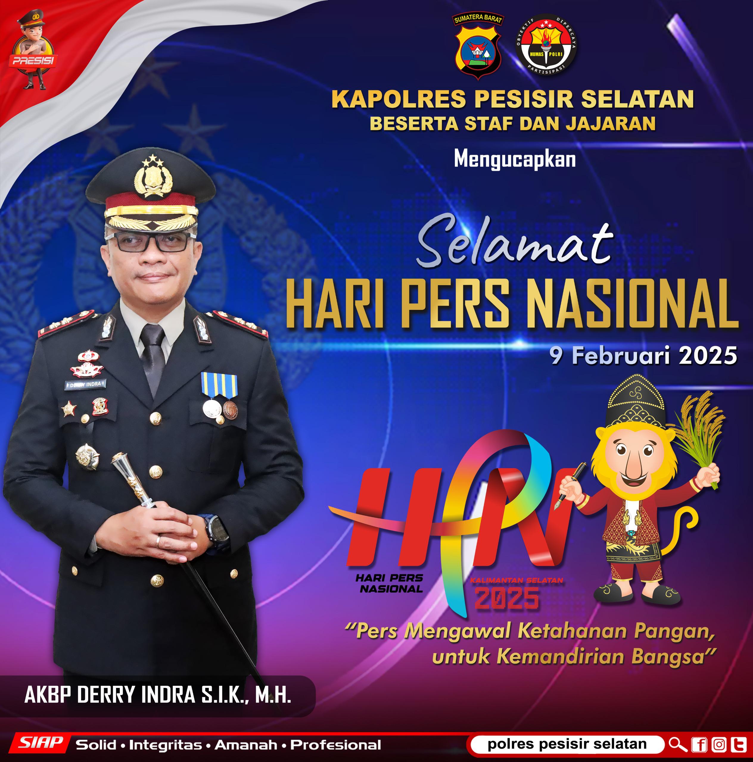 Kapolres Pesisir Selatan Ucapkan Hari Pers Nasional 2025